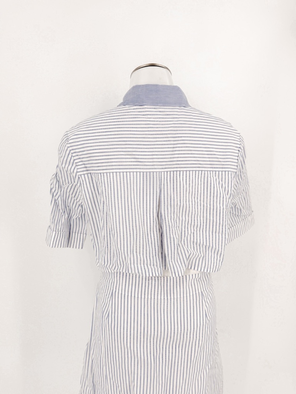 Veronica Beard Blue and White Striped Shirt Dress - Picture 5 of 6